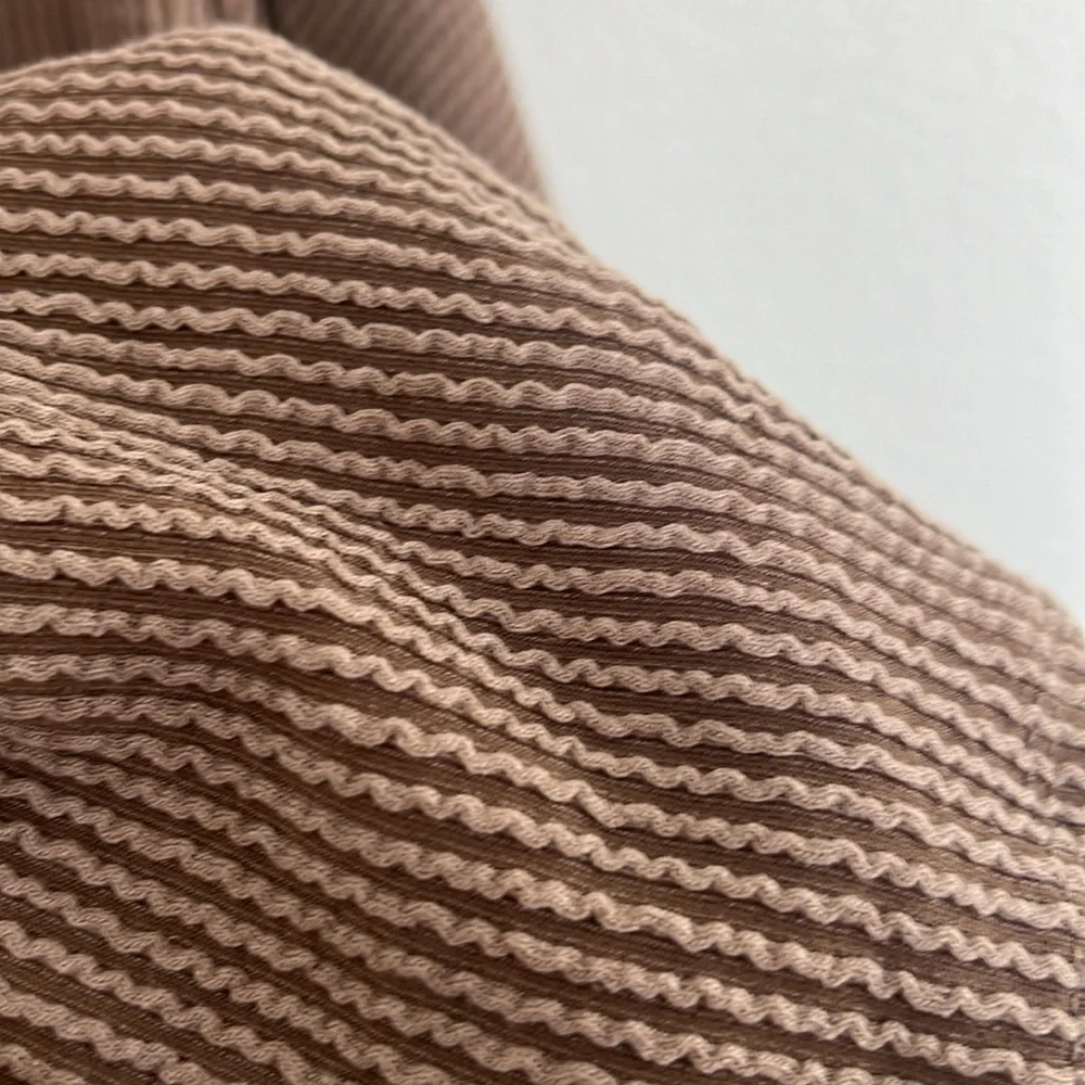 Brown Ribbed Zip-Front Hoodie